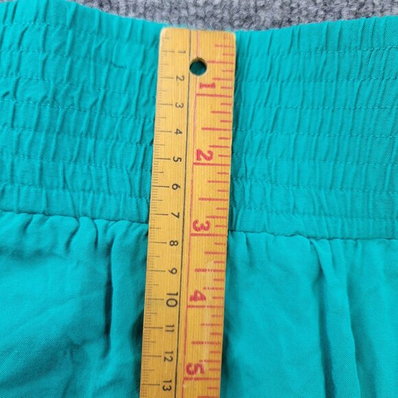 Charlotte Russe Women 14 Skirt Turquoise White Embroidered Scalloped Hem Pockets - Picture 7 of 8